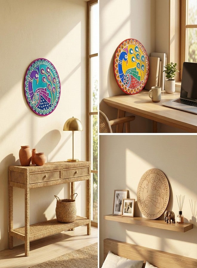 HOBBY INDIA Lippan Art and Craft Materials Kit for Adults and Beginners I Premarked MDF Board Mandala Art Painting DIY Kit for Room Wall Hanging Office and Home Decoration (Peacock) - Image 4